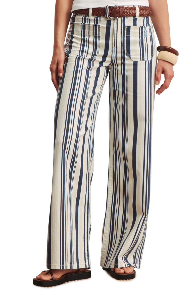 The Marine Stripe Patch Pocket Wide Leg Jeans, Alternate, color, SAIL BLUE STRIPE