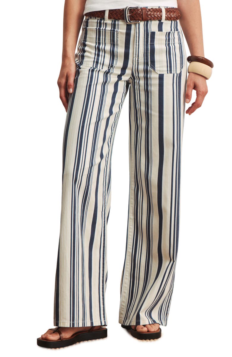Sanctuary The Marine Stripe Patch Pocket Wide Leg Jeans, Alternate, color, 