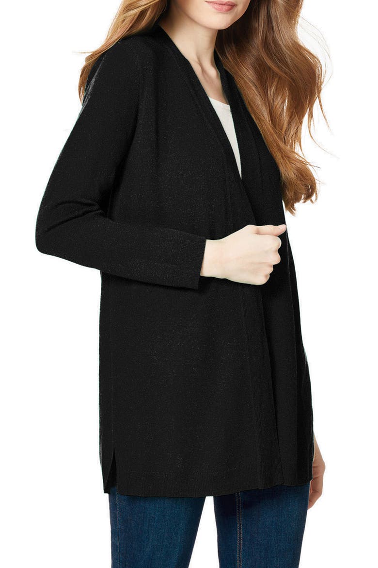 Open Front Cardigan, Alternate, color, JONES BLACK