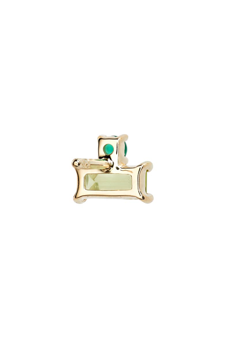 Baguette Peridot & Green Agate Stud Earrings (Nordstrom Exclusive), Alternate, color, 14K YELLOW GOLD