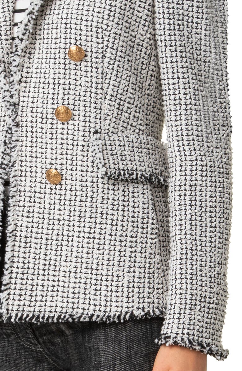 Akris punto Fringe Tweed Blazer, Alternate, color, Cream-Black