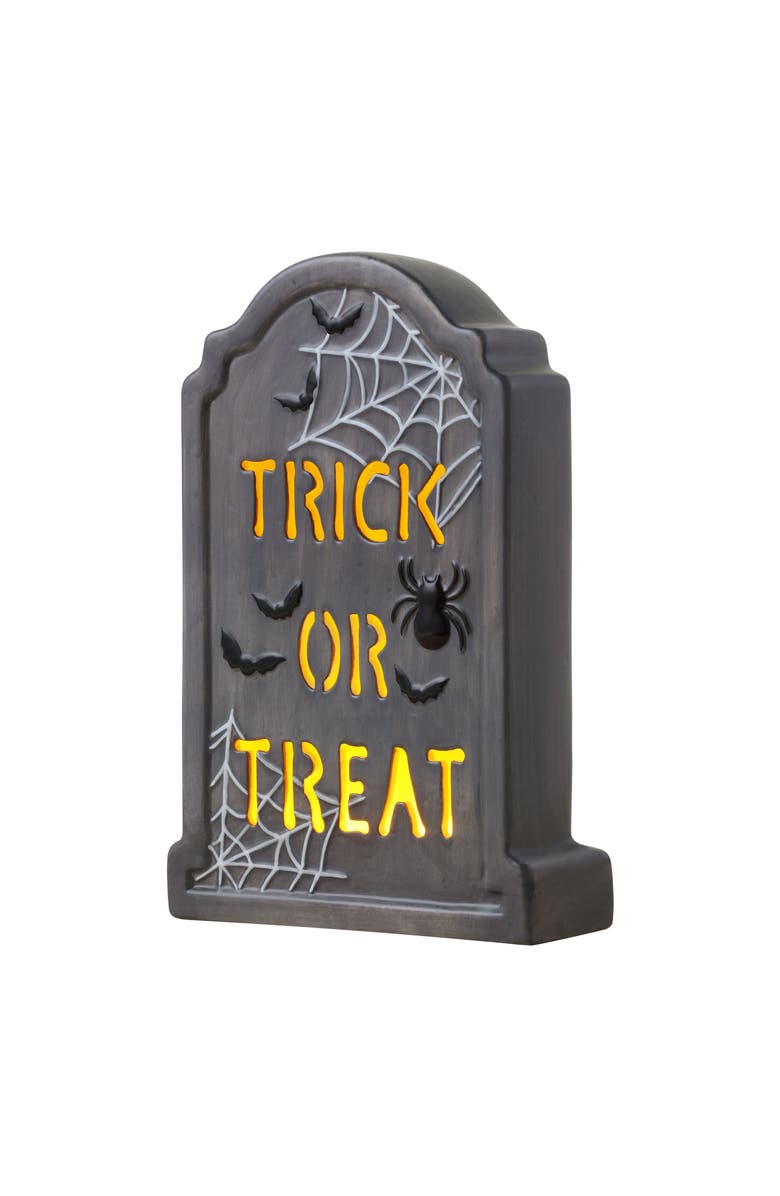 Mr. Halloween 10 in. Ceramic LED Tombstone -Trick or Treat, Alternate, color, Multicolor