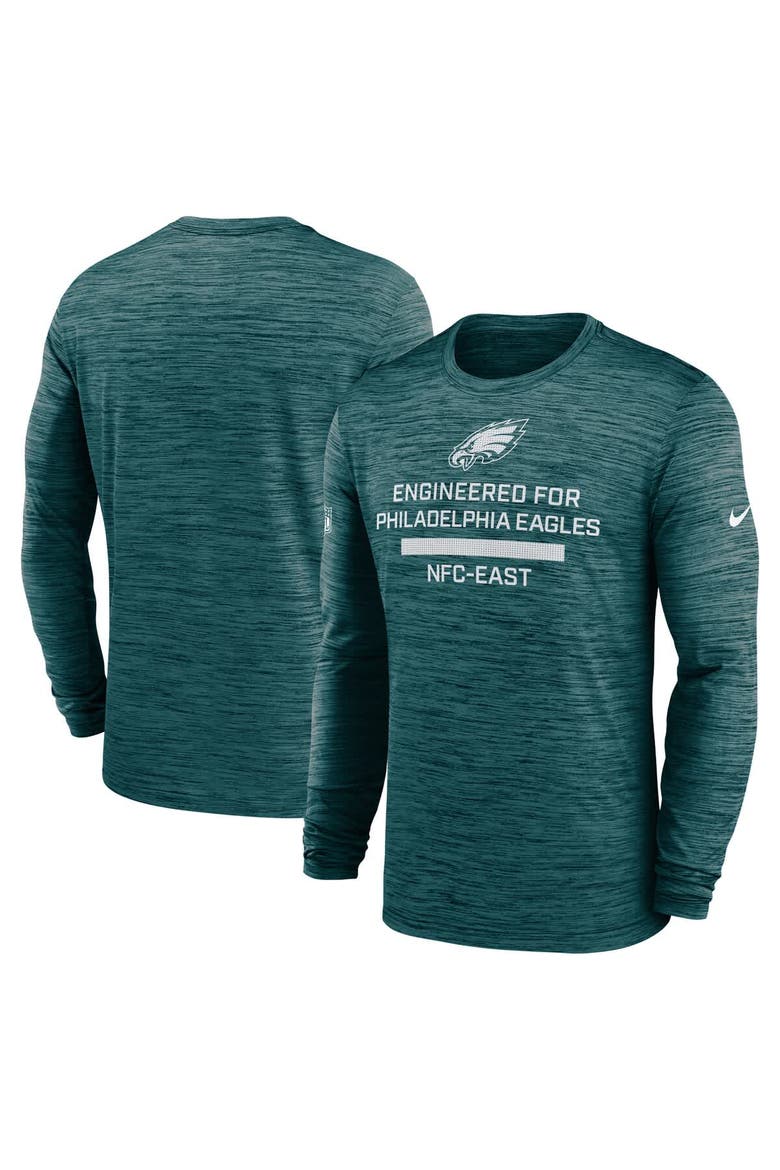 Men's Nike Midnight Green Philadelphia Eagles Sideline Velocity Performance Long Sleeve T-Shirt, Main, color, Green