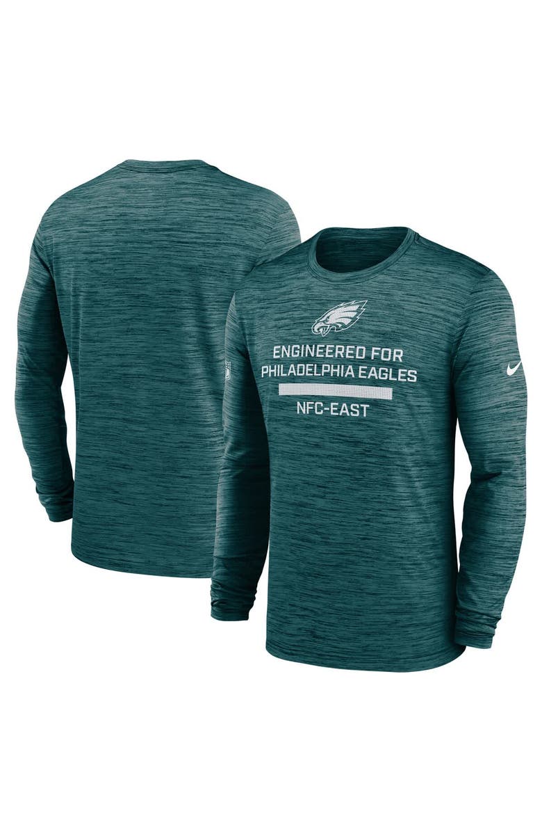 Nike Men's Nike Midnight Green Philadelphia Eagles Sideline Velocity Performance Long Sleeve T-Shirt, Main, color, Green