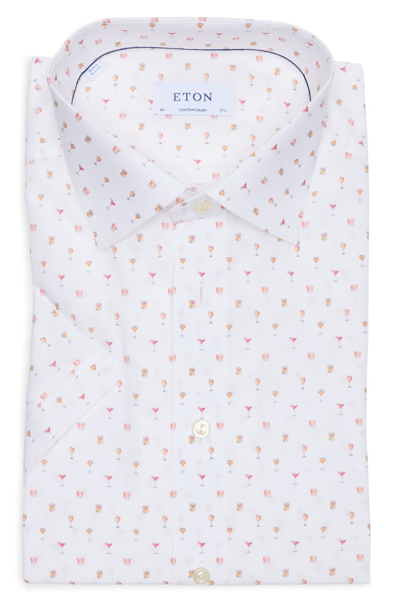 Eton Contemporary Cocktail Print Cotton Dress Shirt, Main, color,