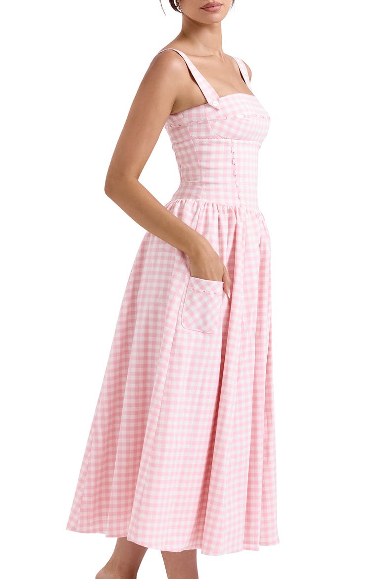 Vivien Gingham Midi Dress, Alternate, color, ROSE SHADOW