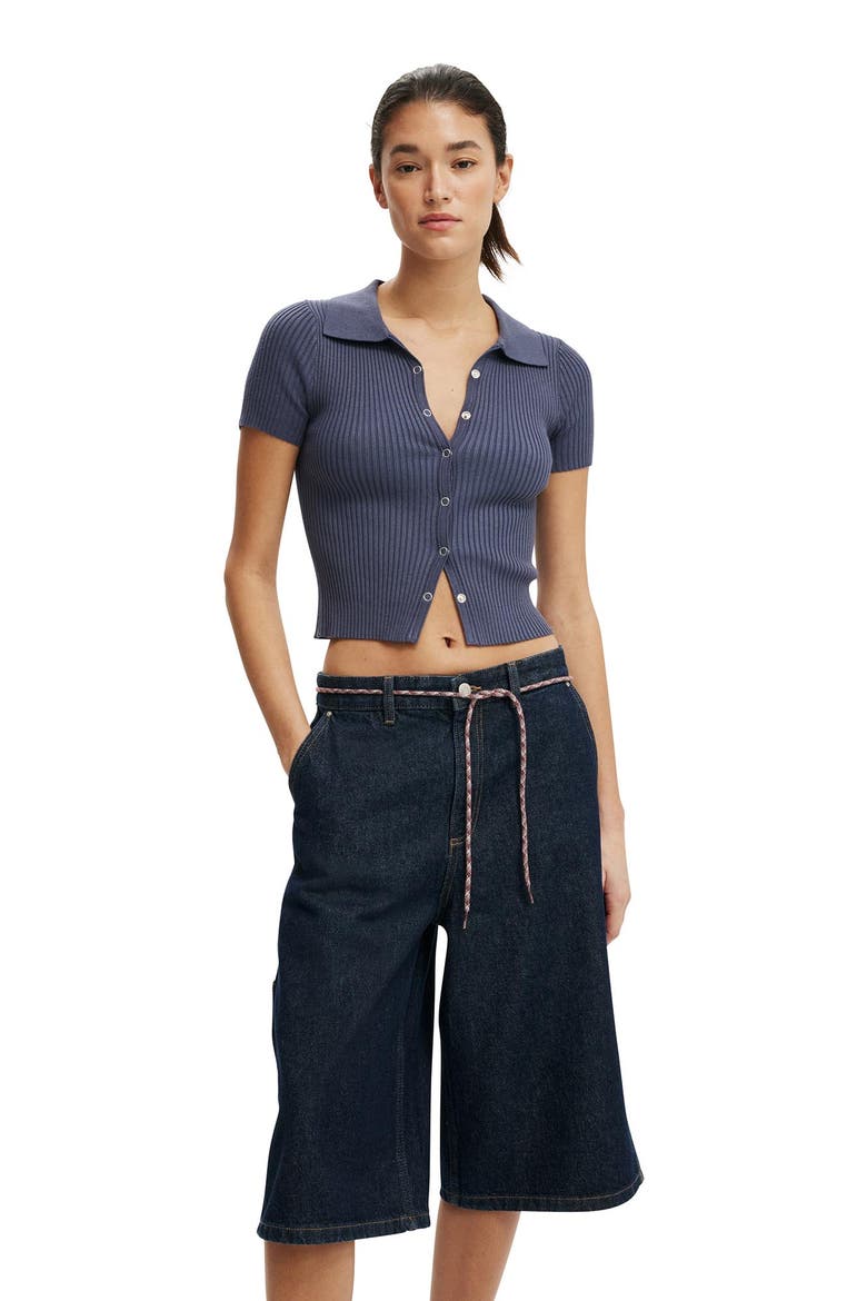 Women's 91 Baggy Denim Jort, Alternate, color, Carpenter Shutter Blue