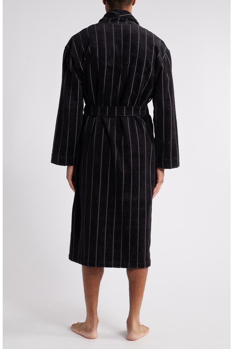 Out of Office Stripe Terry Velour Robe, Alternate, color, BLACK STRIPE