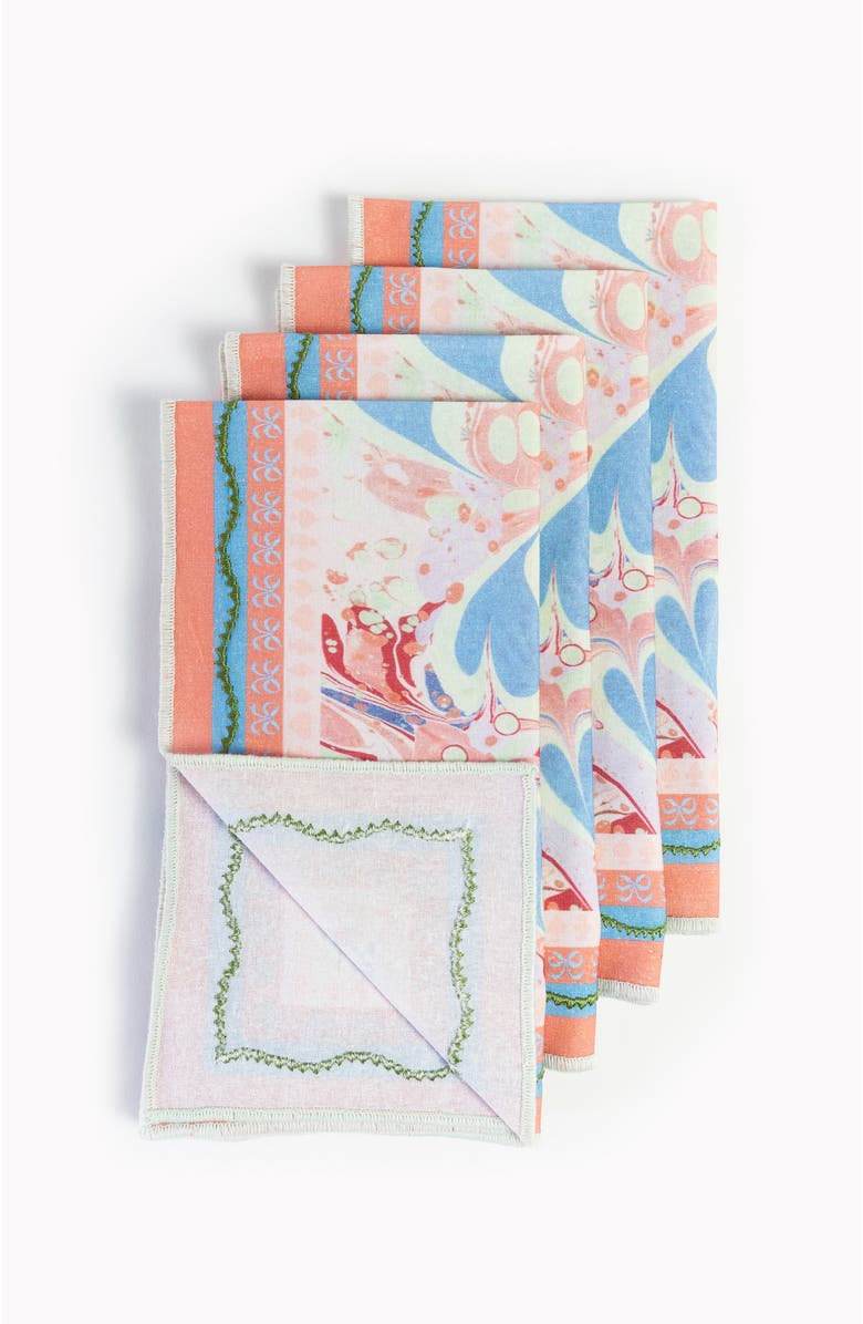 Bond & Grace Alice Marble Table Linens Set, Alternate, color, Coral