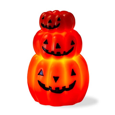Flameless LED Happy Pumpkin Candle Paraffin Wax Halloween Decor