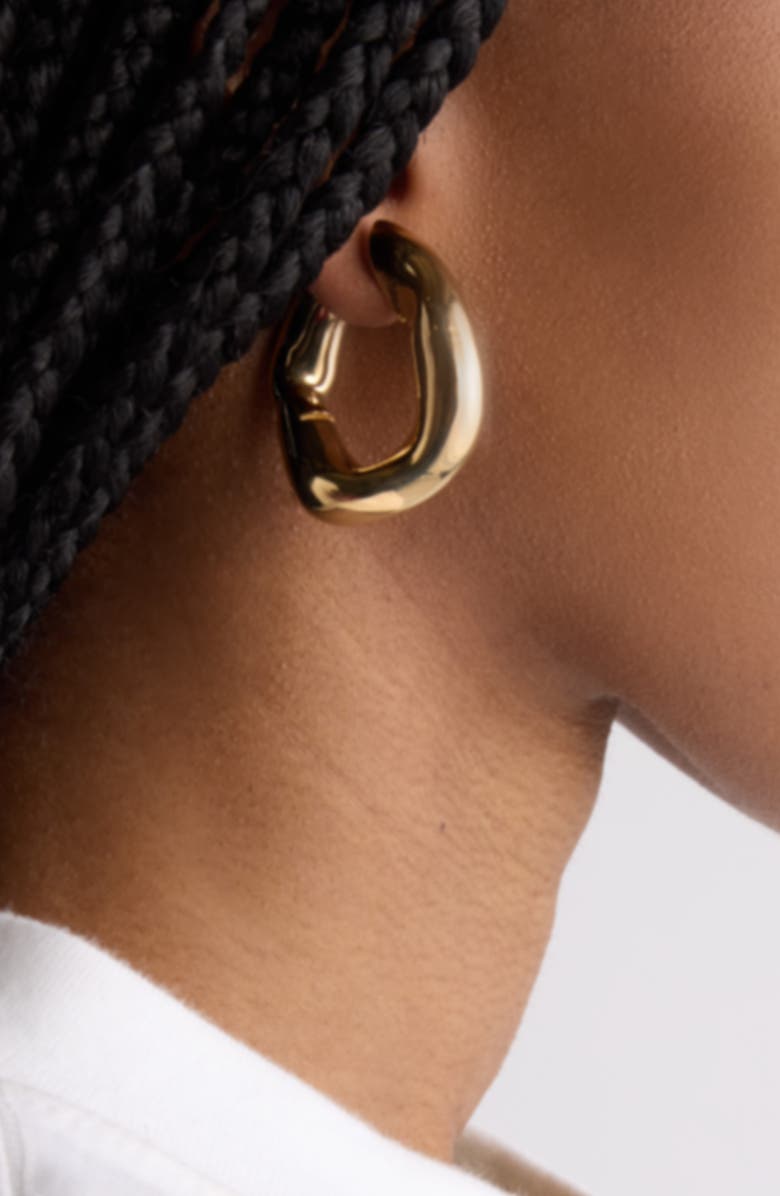Balenciaga Eisa Hoop Earrings, Alternate, color, Shiny Gold