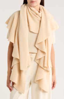 Ribbed Ruffle-Trim Cashmere Scarf