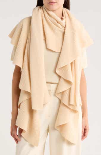 Ribbed Ruffle-Trim Cashmere Scarf