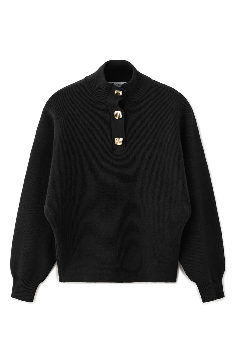 MANGO Uptown Polo Sweater, Alternate, color, Black