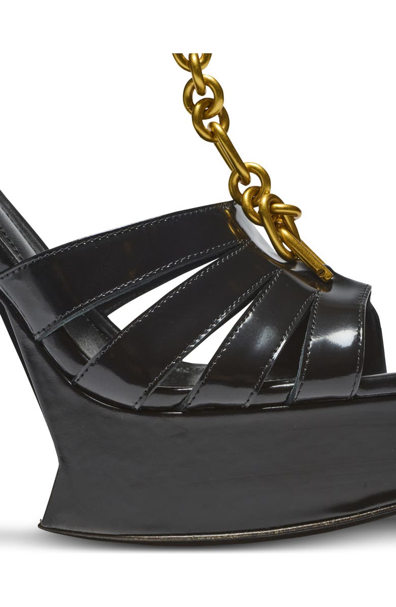 Balmain Sync platform sandals in patent lambskin, Alternate, color, Black