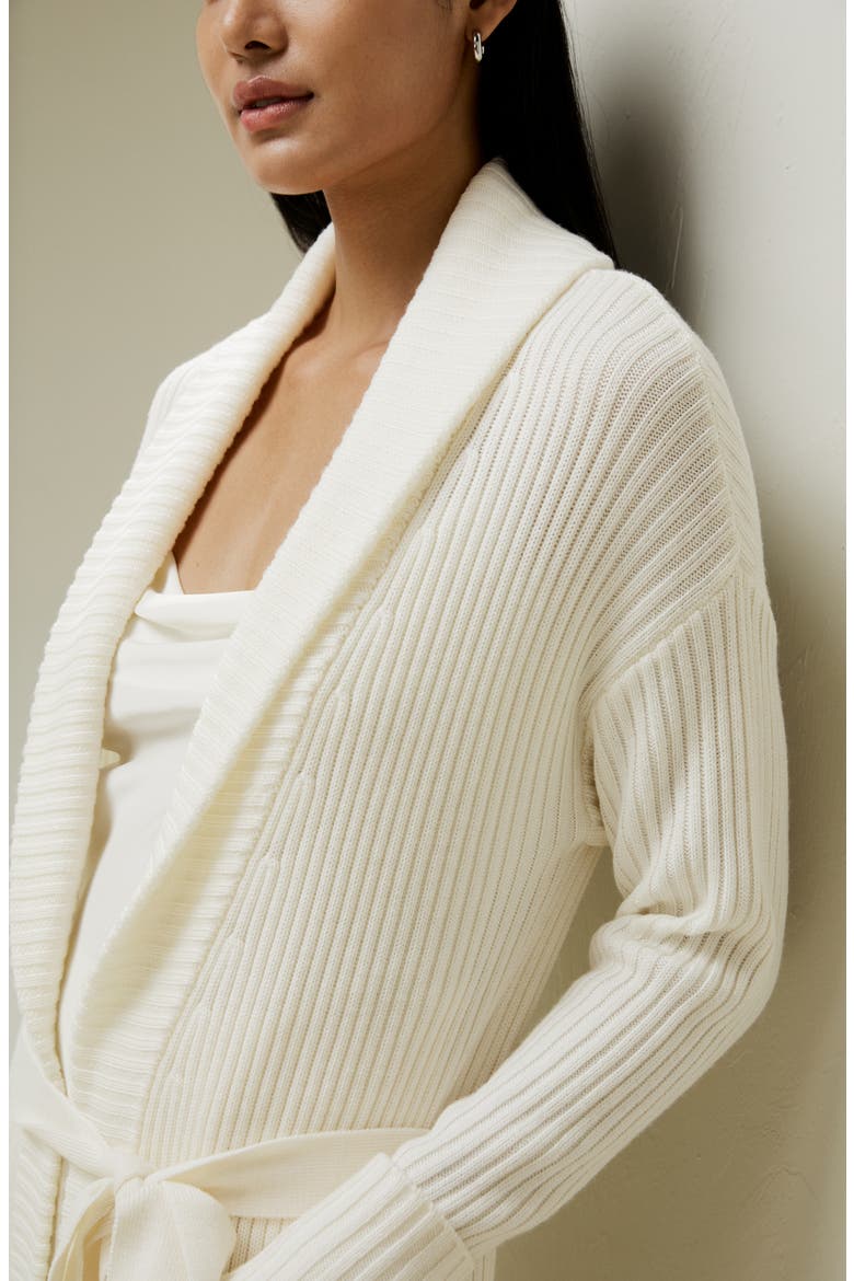 Women's Merino Wool Shawl Collar Cardigan, Alternate, color, White