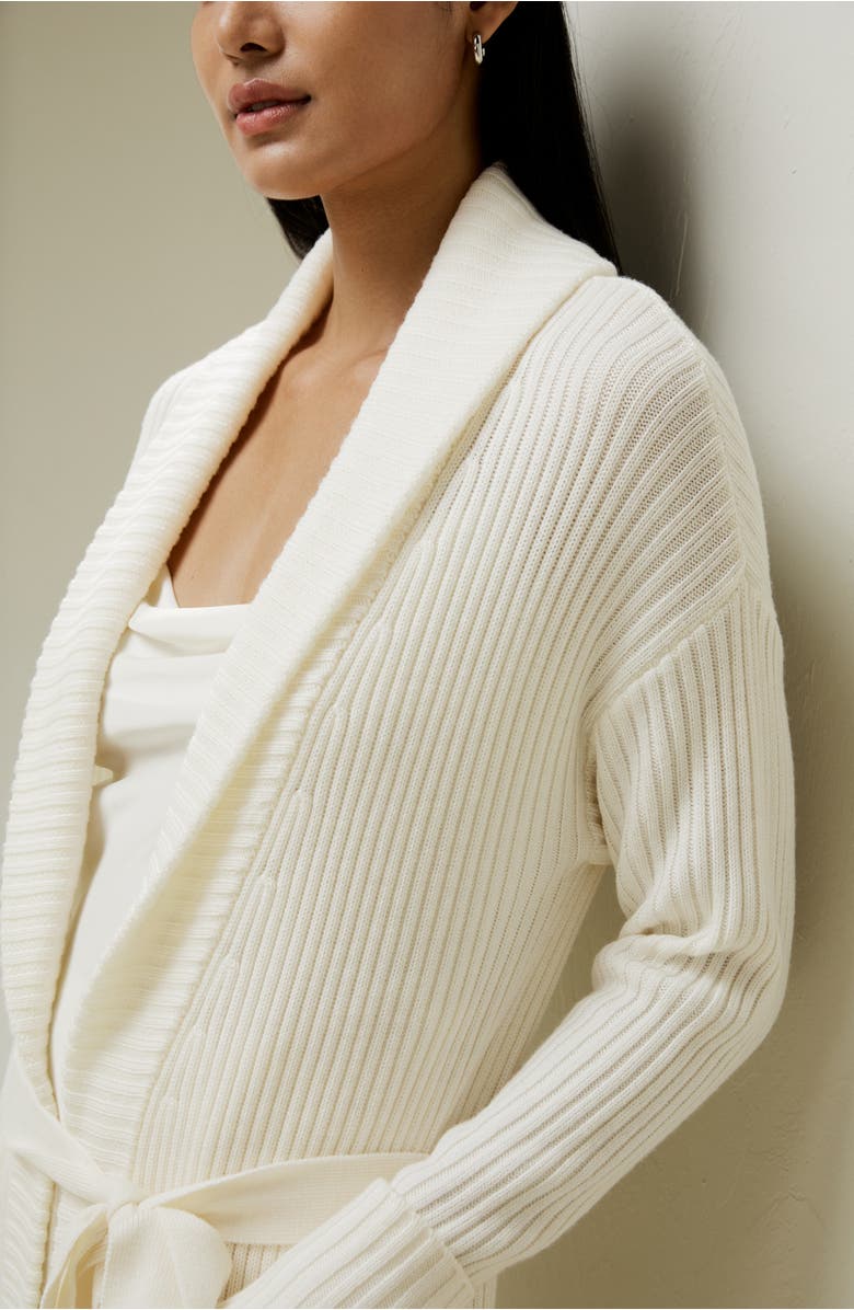 Lilysilk Merino Wool Shawl Collar Cardigan, Alternate, color, White
