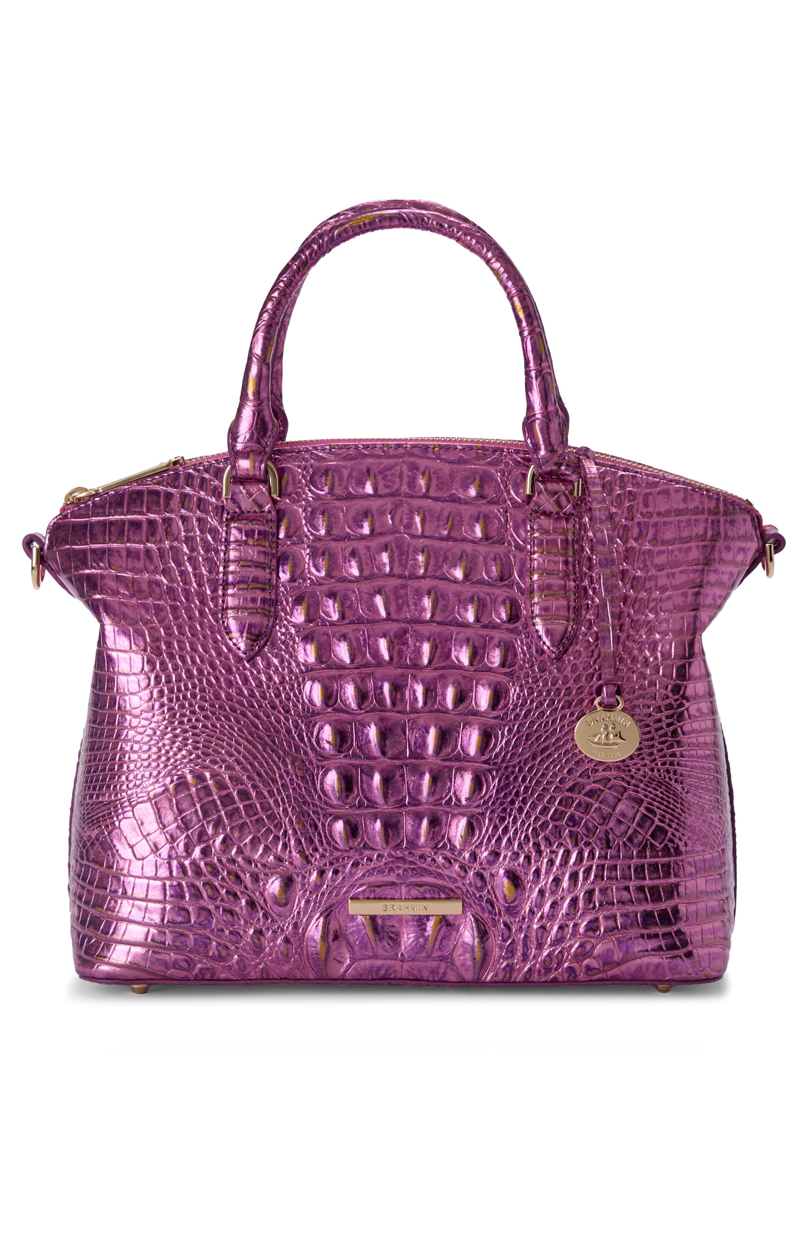 Brahmin Duxbury Croc Embossed Leather Satchel, Alternate, color, Opera Melbourne