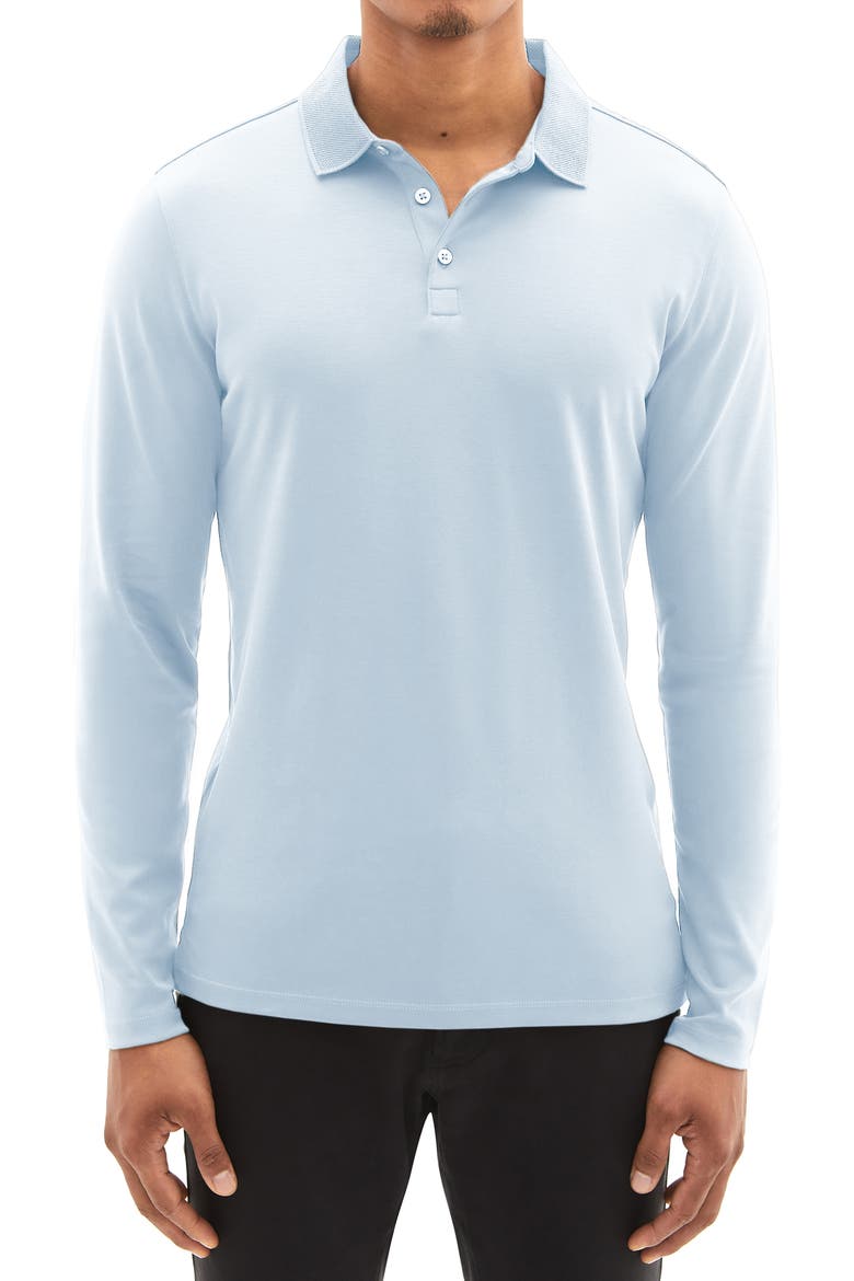 Georgia Long Sleeve Polo, Main, color, BLUE HAZE