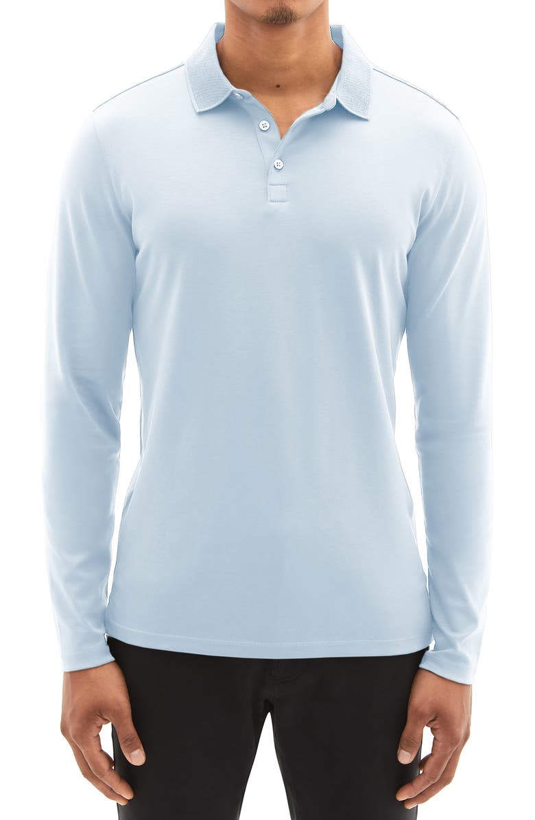 Robert Barakett Georgia Long Sleeve Polo, Main, color, Blue Haze