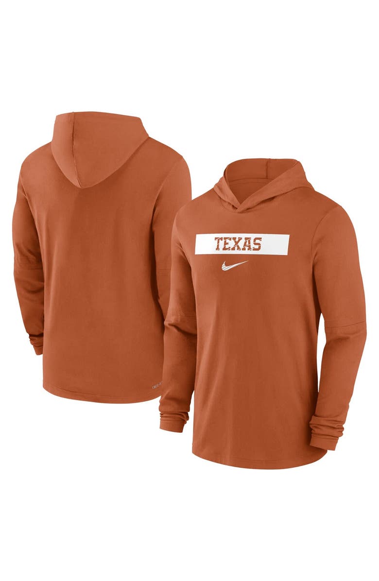 Nike Men's Nike Burnt Orange Texas Longhorns 2024 Sideline Hoodie Performance Long Sleeve T-Shirt, Alternate, color, 