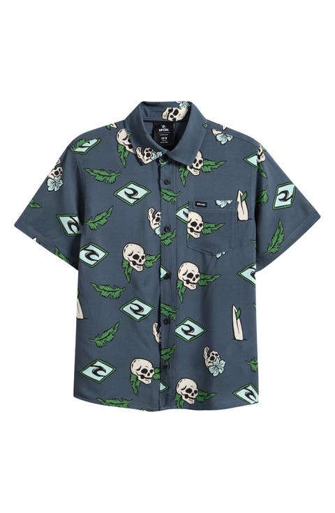 Kids' Sunset Sesh Short Sleeve Button-Up Shirt (Big Kid)