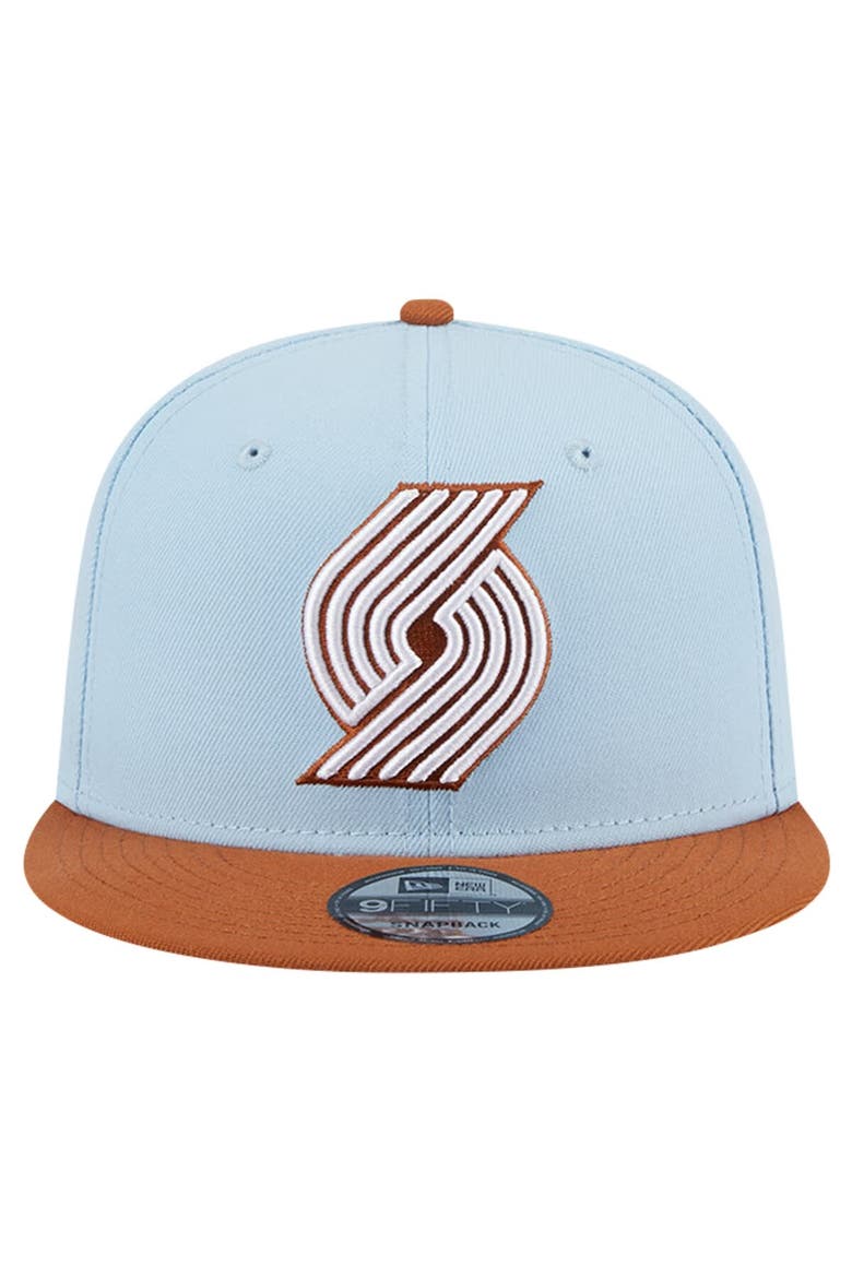 Men's New Era Light Blue/Brown Portland Trail Blazers 2-Tone Color Pack 9FIFTY Snapback Hat, Alternate, color, Light Blue