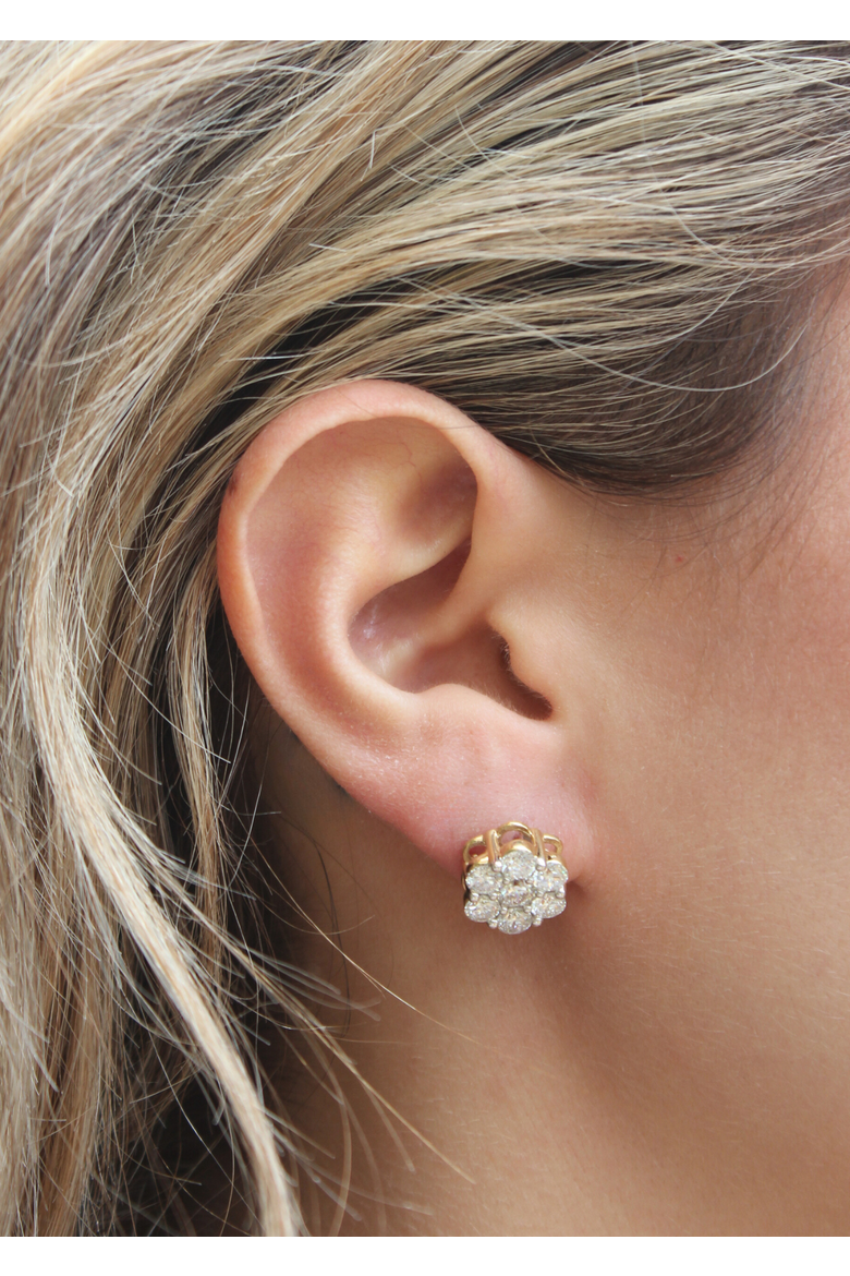 Meadow 14K Yellow Gold Cluster Lab Grown Diamond Unisex Earrings - 3.62 Cts, Alternate, color, 14K Yellow Gold