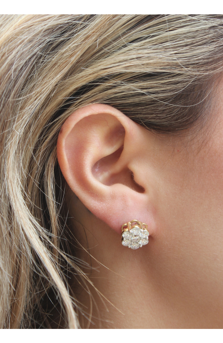 LuvMyJewelry Meadow 14K Yellow Gold Cluster Lab Grown Diamond Unisex Earrings - 3.62 Cts, Alternate, color, 14K Yellow Gold