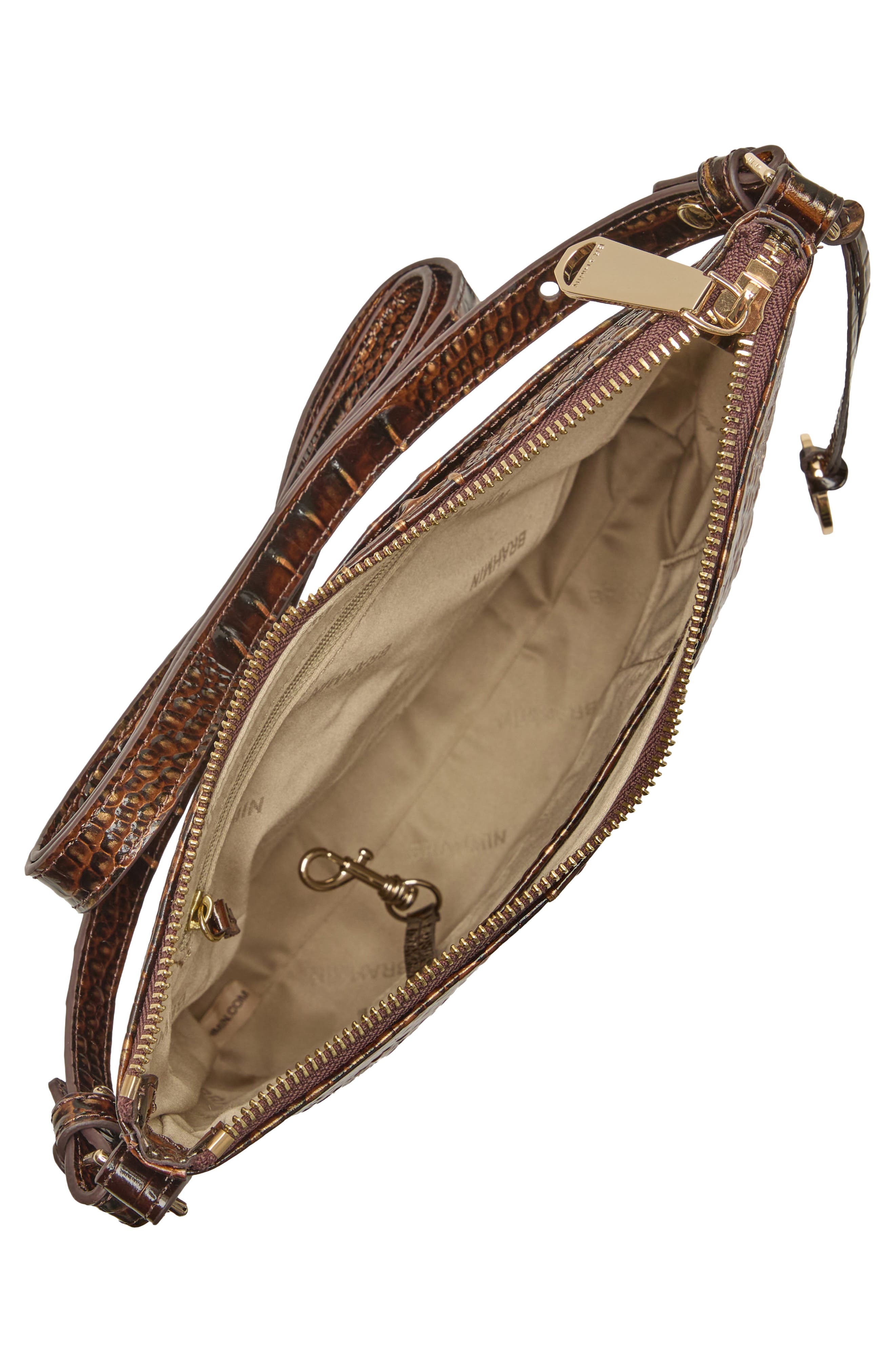 Katie Croc Embossed Leather Crossbody Bag, Alternate, color, CHOCOLATE