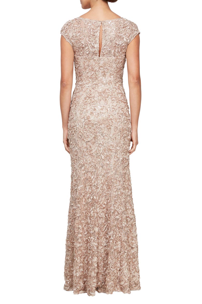 Soutache Sequin Lace A-Line Gown with Wrap, Alternate, color, CHAMPAGNE