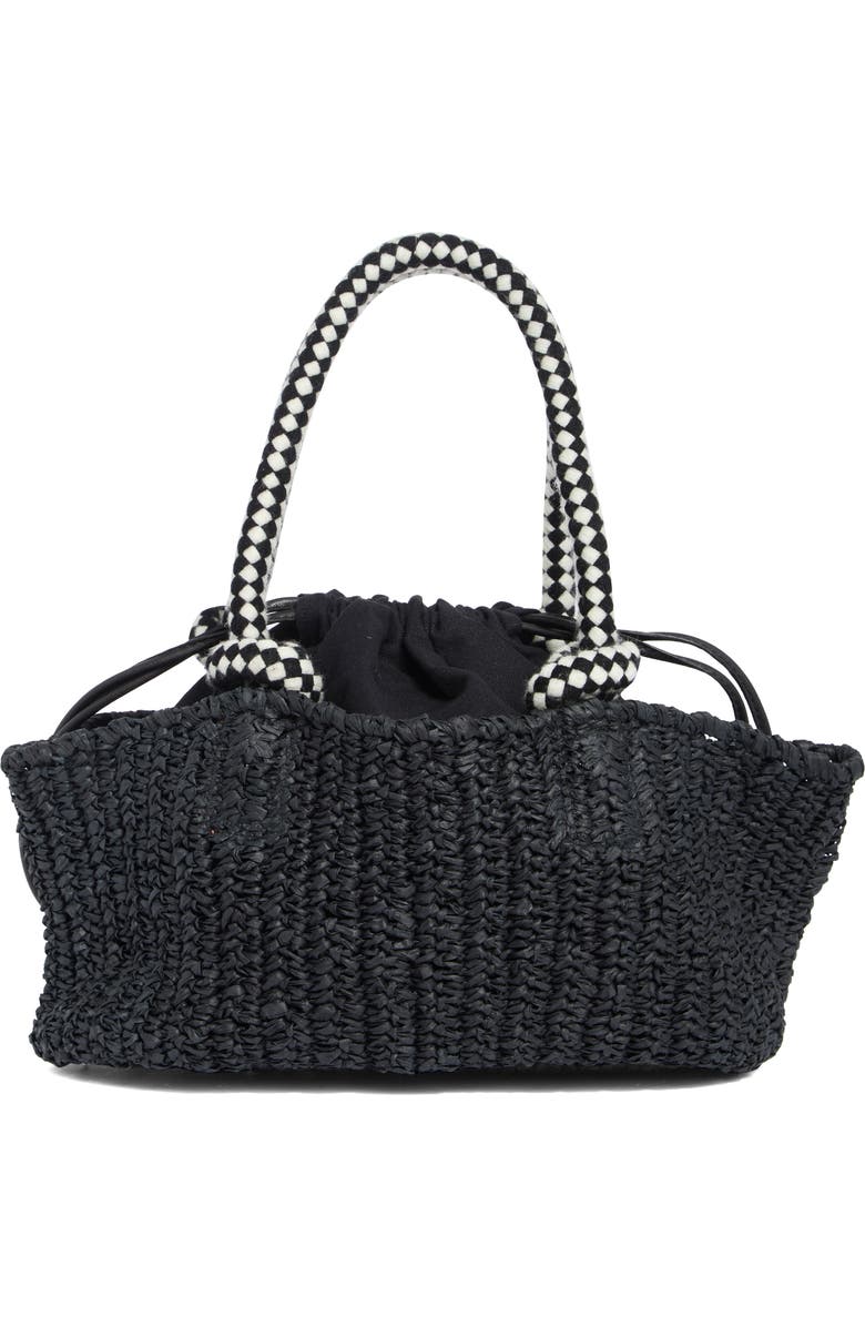 Collection XIIX Drawstring Bag Straw Tote, Alternate, color, Black