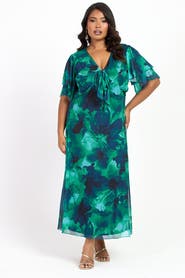 FASHION-SZN CURVE Curve Flutter Sleeve Midi Dress