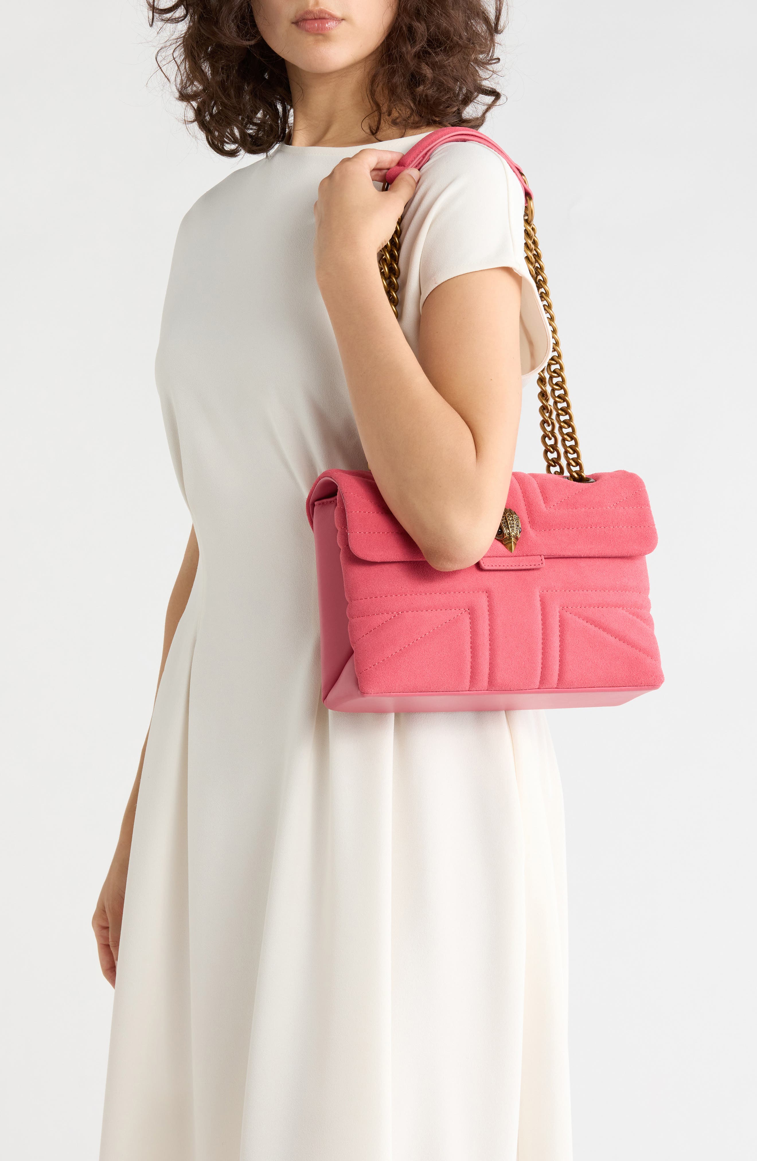 Union Jack Leather Shoulder Bag, Alternate, color, OPEN PINK