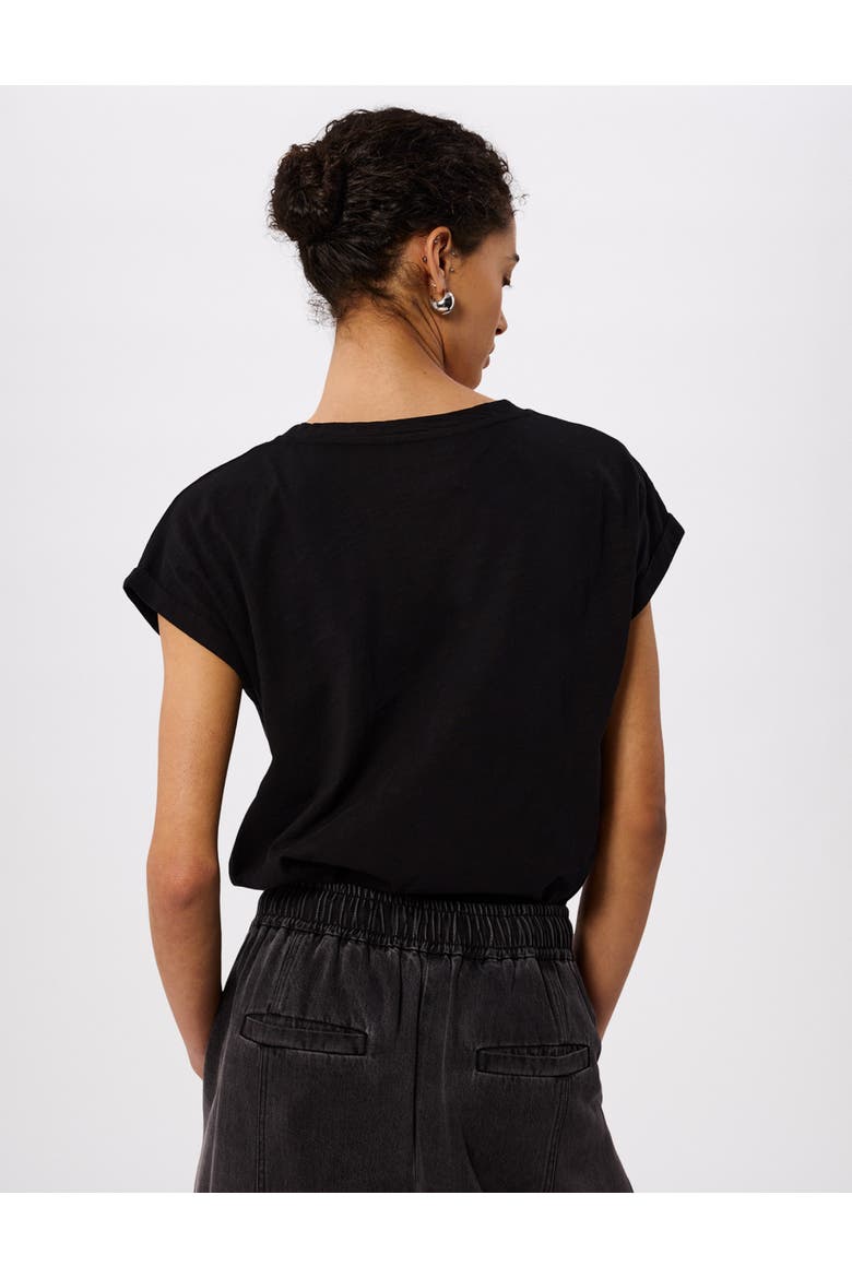 Willa V-Neck Cap Sleeve T-Shirt, Alternate, color, Black