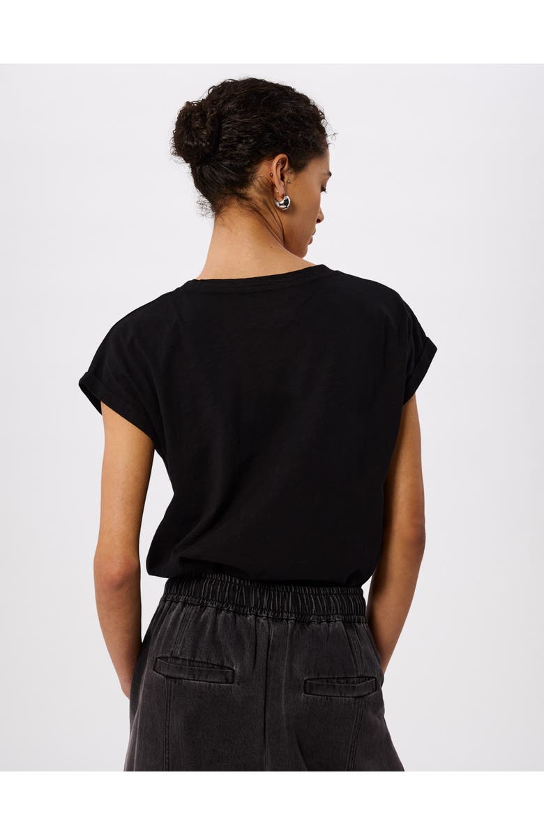 Whistles Willa V-Neck Cap Sleeve T-Shirt, Alternate, color, Black