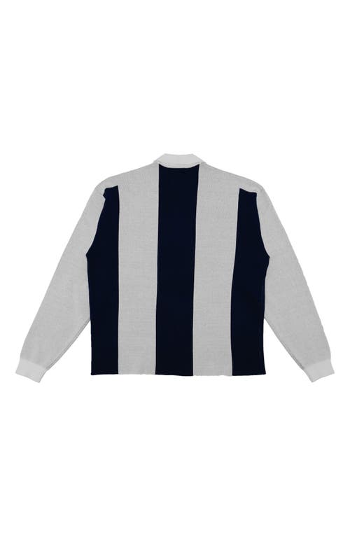 Students Gibson Stripe Quarter Zip Long Sleeve Polo In Gray