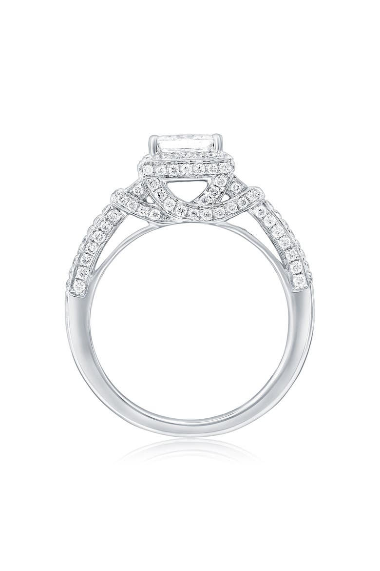 18K White Gold 1.02ct GIA-Certified Princess-Cut Diamond & 0.93cttw Diamond Ring, Alternate, color, White Gold