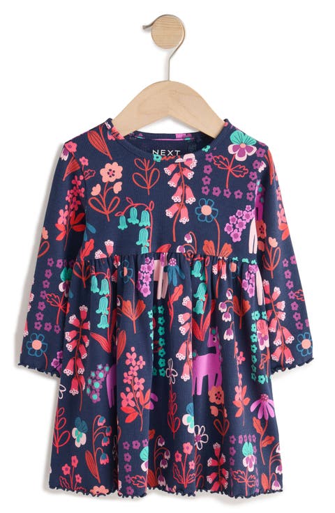Kids' Unicorn Print Rib Jersey Dress