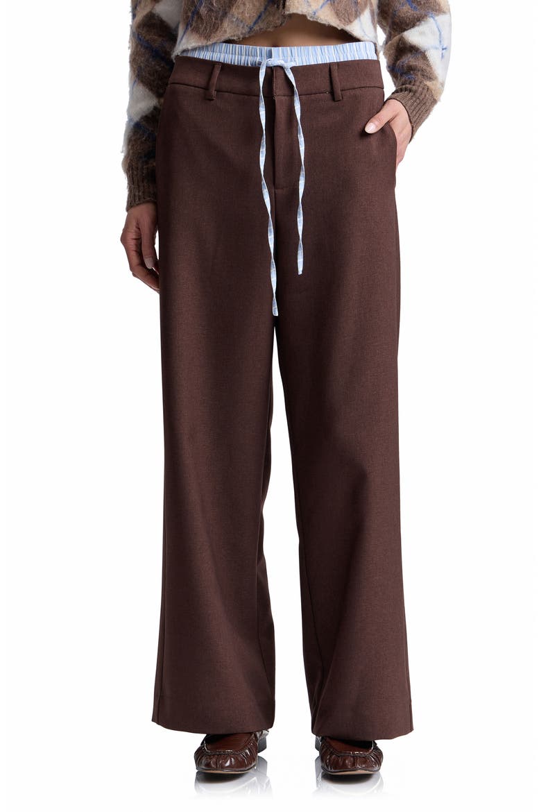 Double Waistband Wide Leg Pants, Main, color, BRICK