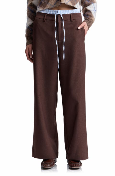 Double Waistband Wide Leg Pants