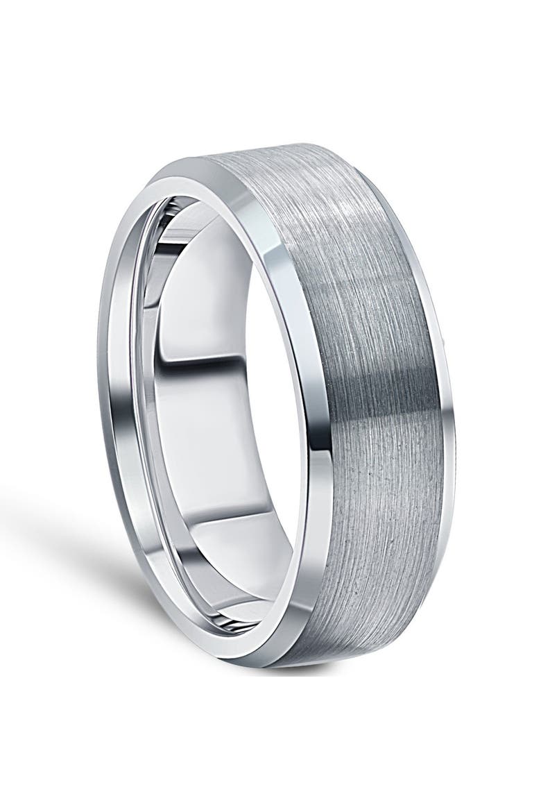 Men's Brushed Tungsten 7mm Beveled Comfort Fit Ring Wedding Band, Alternate, color, Tungsten