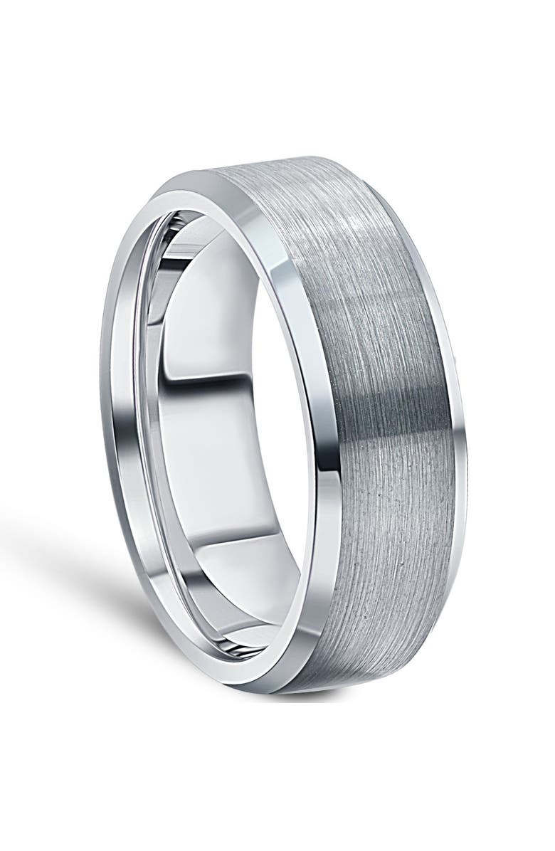 Bliss Diamond Men's Brushed Tungsten 7mm Beveled Comfort Fit Ring Wedding Band, Alternate, color, Tungsten