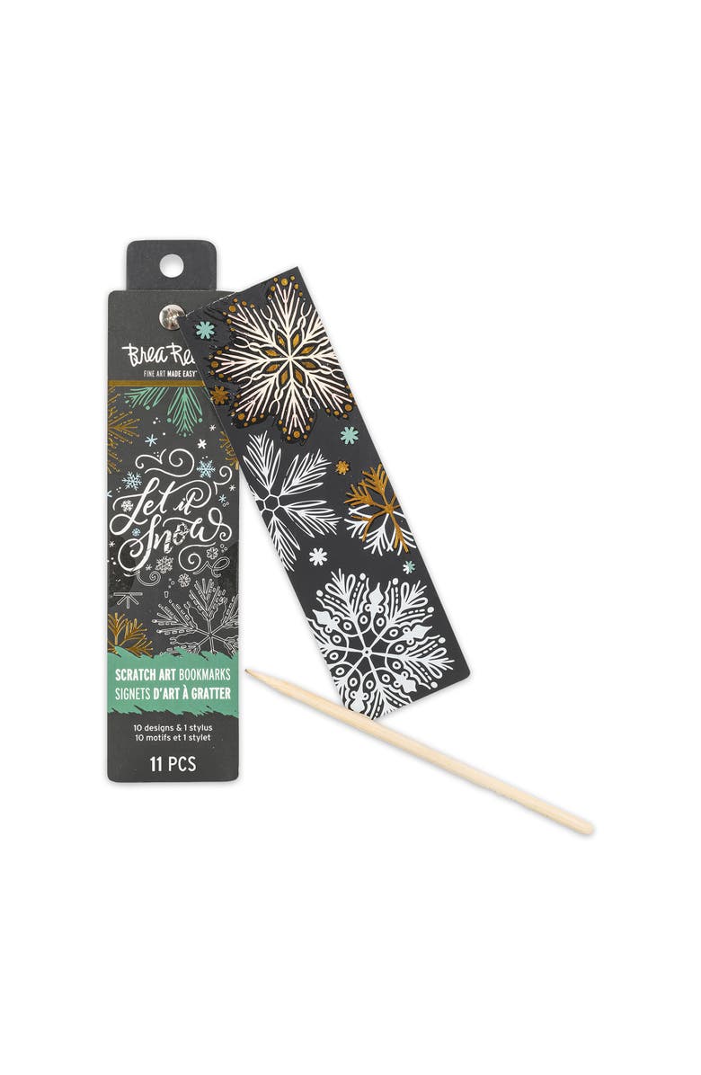 Brea Reese Scratch Art Bookmark Kit Art Deco Holiday 10 Bookmarks, Alternate, color, 