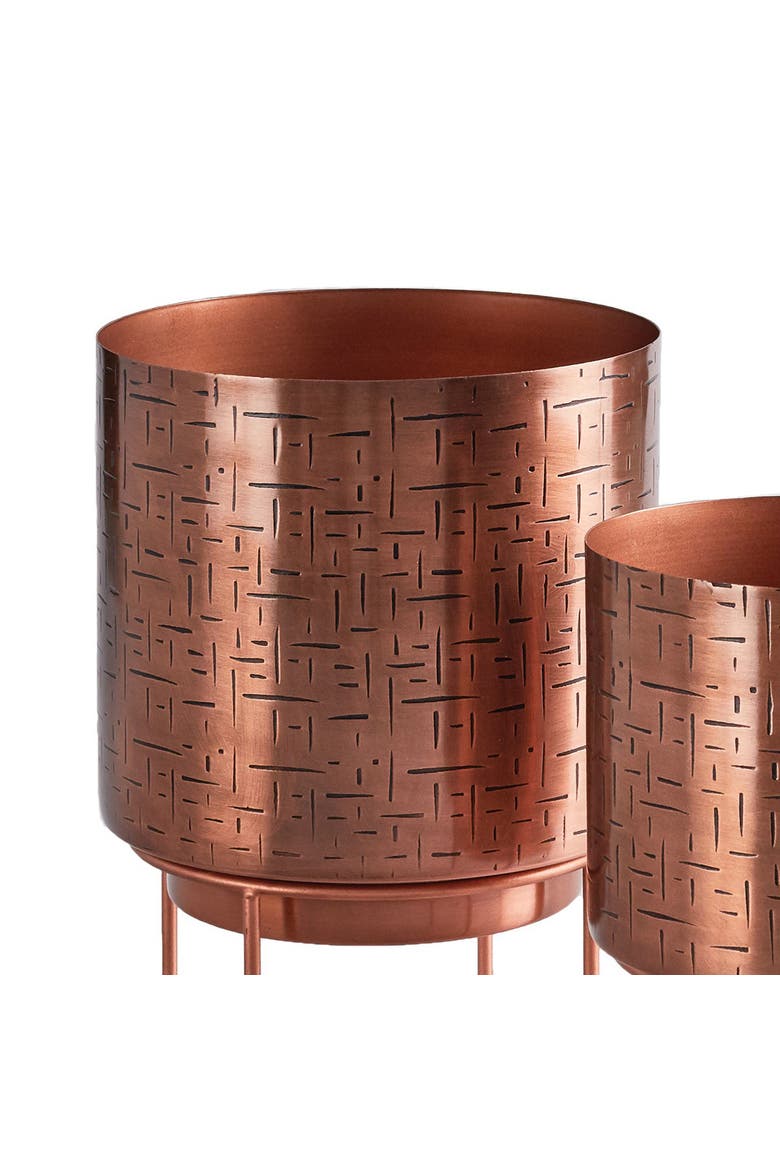 Solaris Cachepots On Stands Set of 2, Alternate, color, Brown