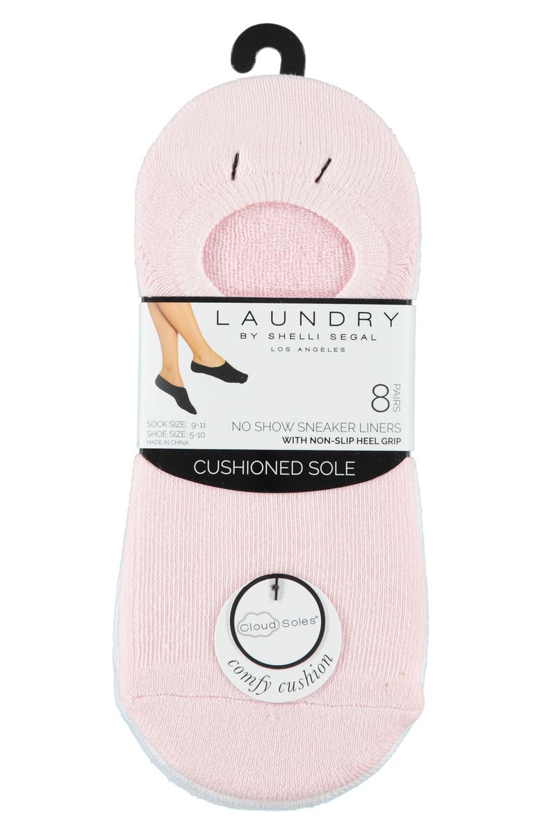 Laundry by Shelli Segal 8-Pack Solid Cushioned Liner Socks, Alternate, color, Pink Multi