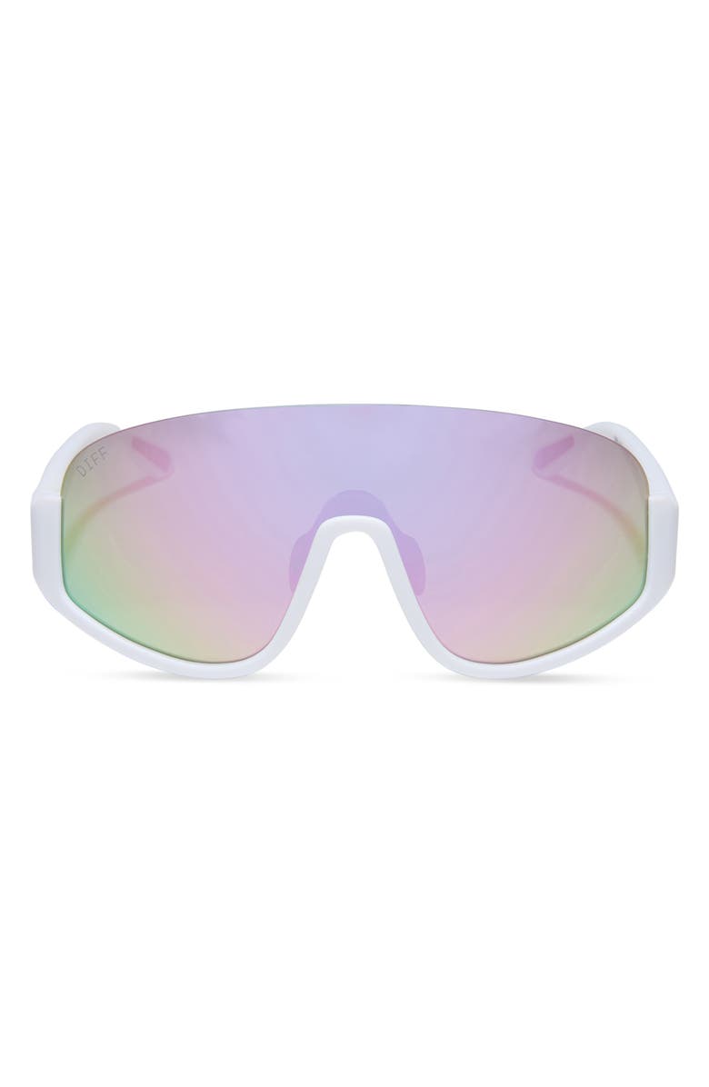 DIFF Blazer 135mm Shield Sunglasses, Alternate, color, White Lavendar