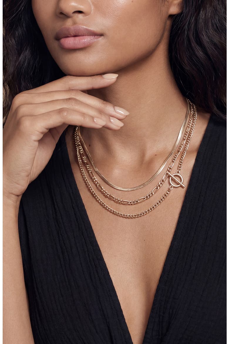 Gilded Layered Link Necklace, Alternate, color, GOLD