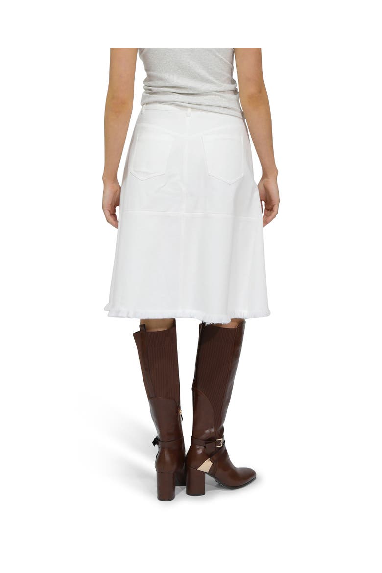 Let Me Wander Button Front Denim Midi Skirt, Alternate, color, white