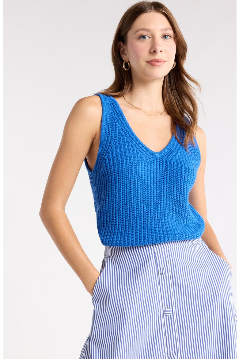 V-Neck Sweater Tank, Main, color, BLUE